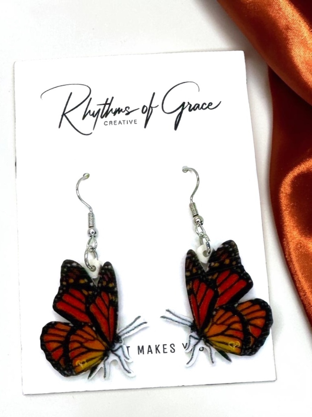 Monach Butterfly Dangle Earrings Acrylic Drop Lightweight Feminine Jewelry Gift